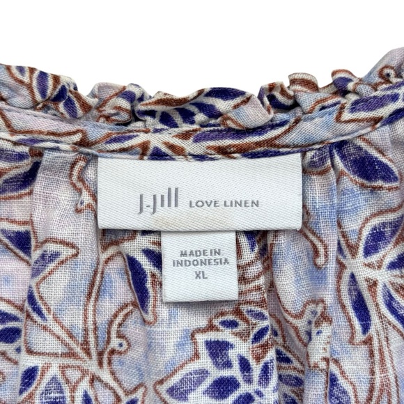 J. Jill Love Linen Floral Blouse XL Boho - Picture 4 of 8